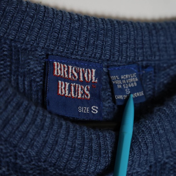Bristol Blues Sweater Women's S Blue Long Sleeve Crewneck Pullover 90's Vintage - Picture 3 of 3